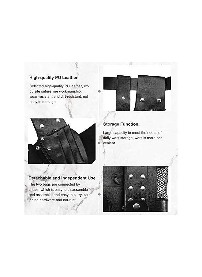 Hair Care Styling Tools Waist Bag, Salon PU Leather Hairdressing Tool Pouch Holster with Multifunction Pockets and Removable Waist Belt for Barber Scissor Comb