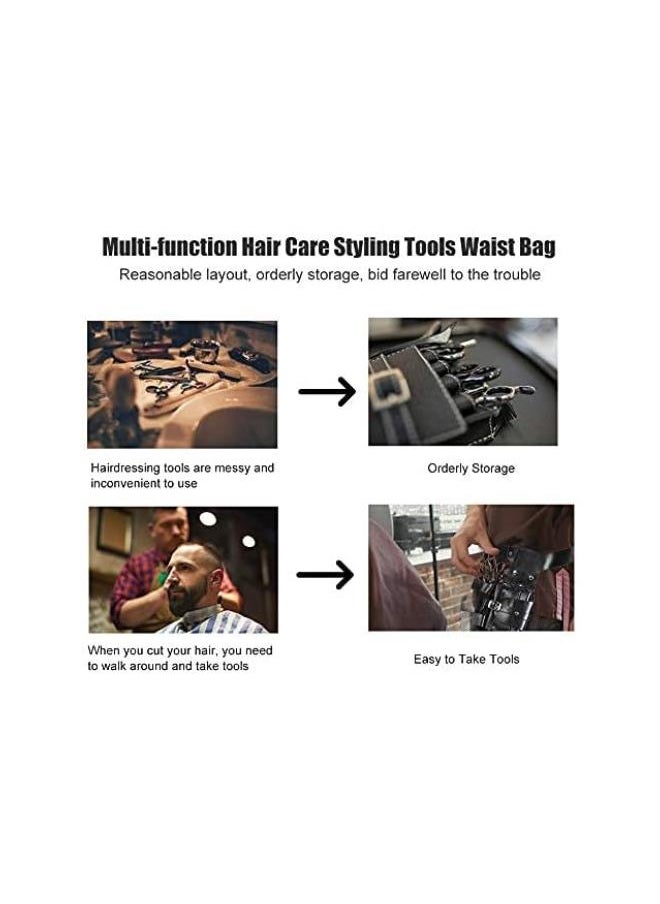 Hair Care Styling Tools Waist Bag, Salon PU Leather Hairdressing Tool Pouch Holster with Multifunction Pockets and Removable Waist Belt for Barber Scissor Comb
