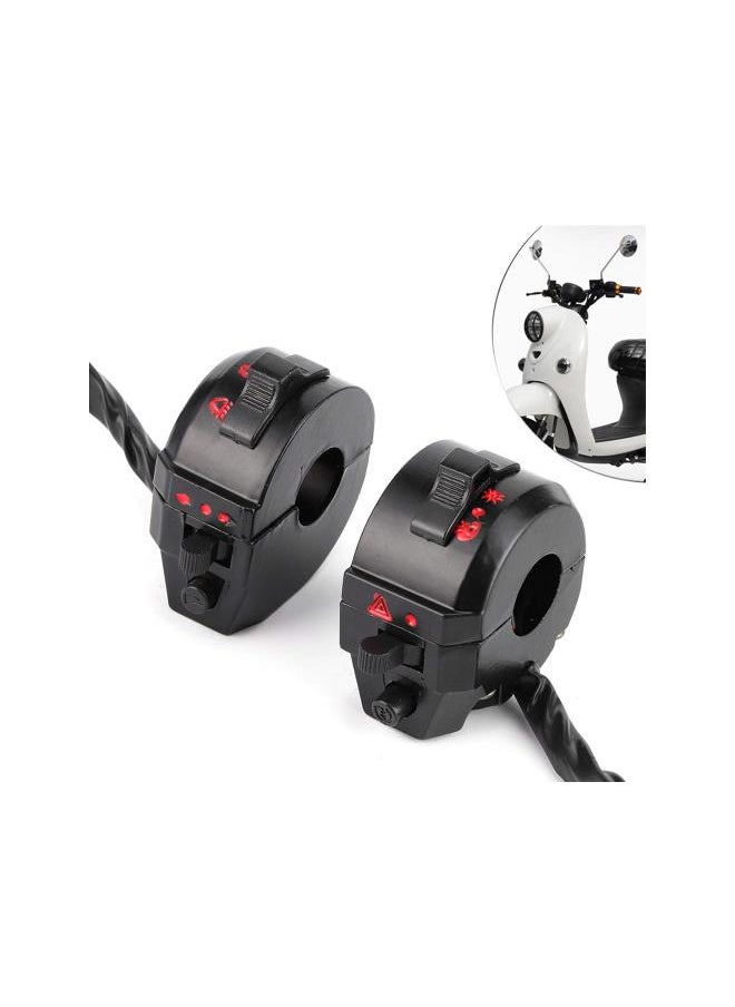 Motorcycle Handlebar Switch, 12V DC 1 Pair Motorcycle Handlebar Horn High/Low Beam Turn Signal Switch Control Left Right Side Handlebar Switch Control, Fits 7/8