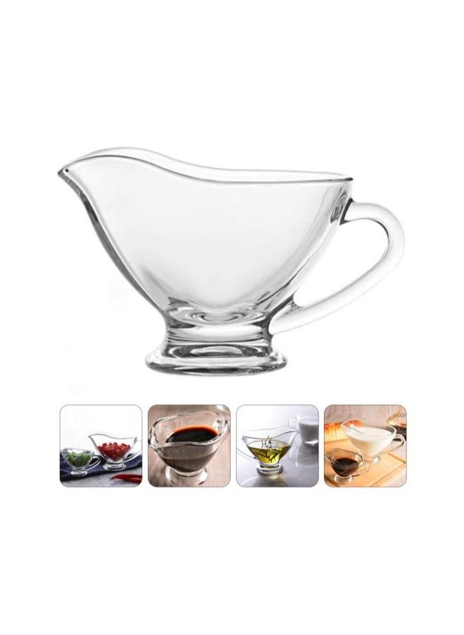 2pcs Saucy Glass Gravy Boat Dishes with Handle Spout for Gravy Salad Dressings Milk Broth Creamer 220ml