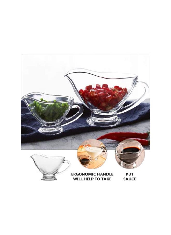 2pcs Saucy Glass Gravy Boat Dishes with Handle Spout for Gravy Salad Dressings Milk Broth Creamer 220ml