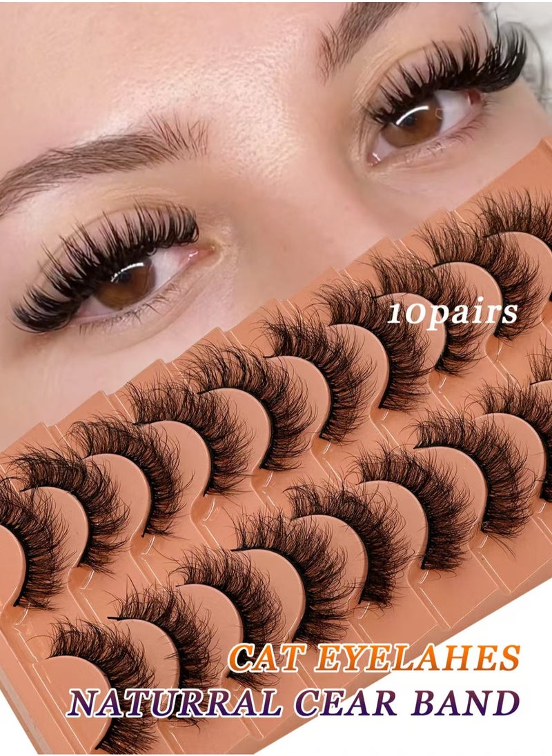 Reusable Natural Eyelash Simulation Curl False Eyelash 10 Pairs Black