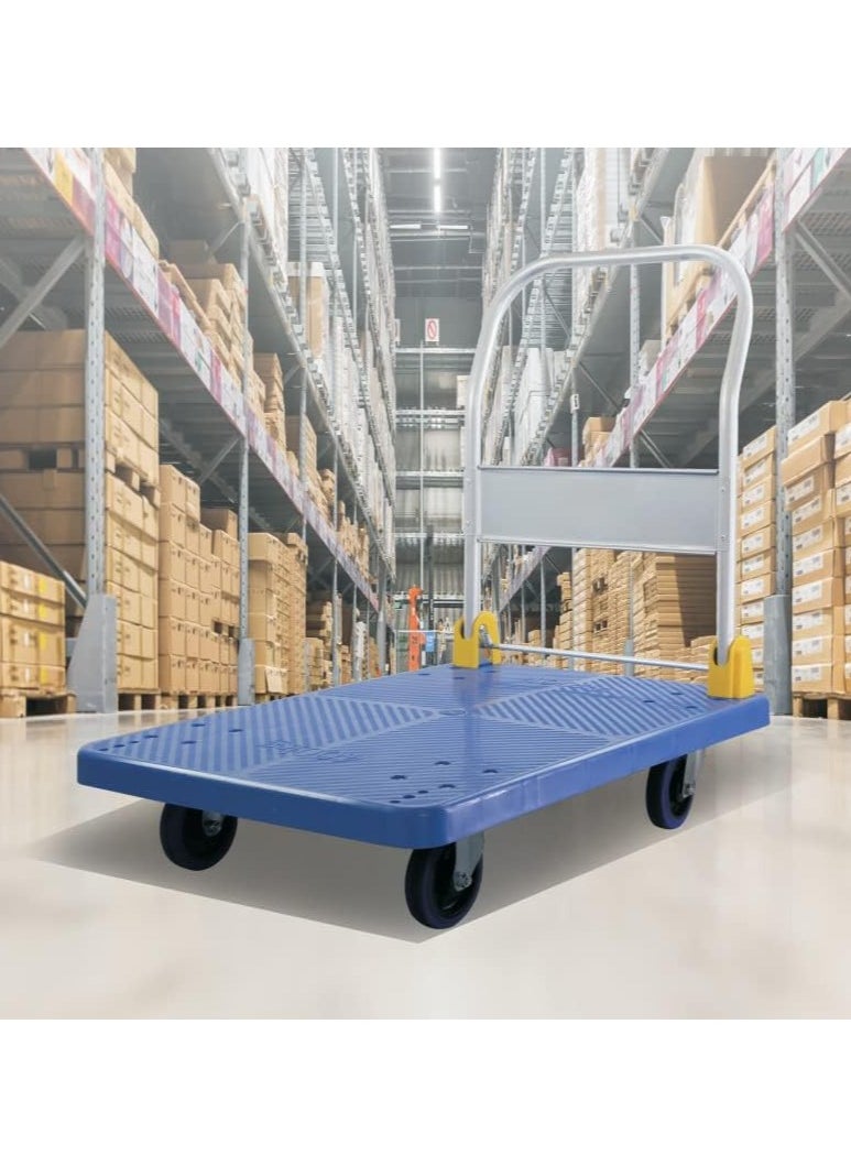 Trolley Folding Platform Truck Hand Truck, Foldable Pushcart Dolly with 360° Swivel Wheels, Heavy Duty Load Capacity 400kg for Industrial, Warehouse and Home Use