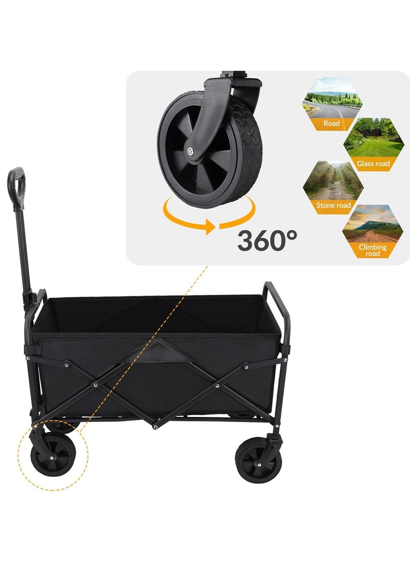 Black Collapsible Wagon with Handle - Convenient and Portable Storage Solution 49x13x66 CM