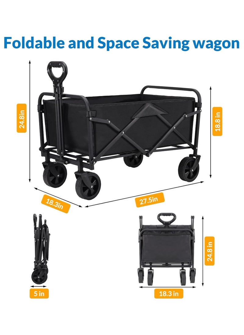 Black Collapsible Wagon with Handle - Convenient and Portable Storage Solution 49x13x66 CM