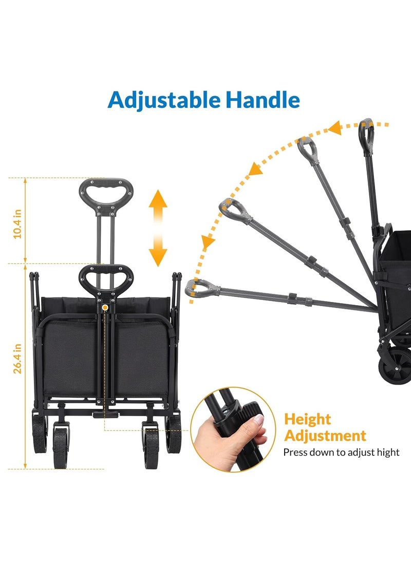 Black Collapsible Wagon with Handle - Convenient and Portable Storage Solution 49x13x66 CM