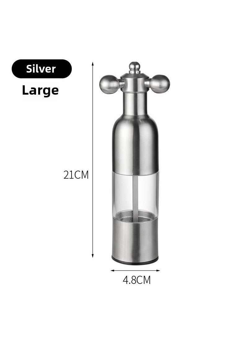 Manual Pepper Grinder 304 Stainless Steel Salt Mill Silver Large