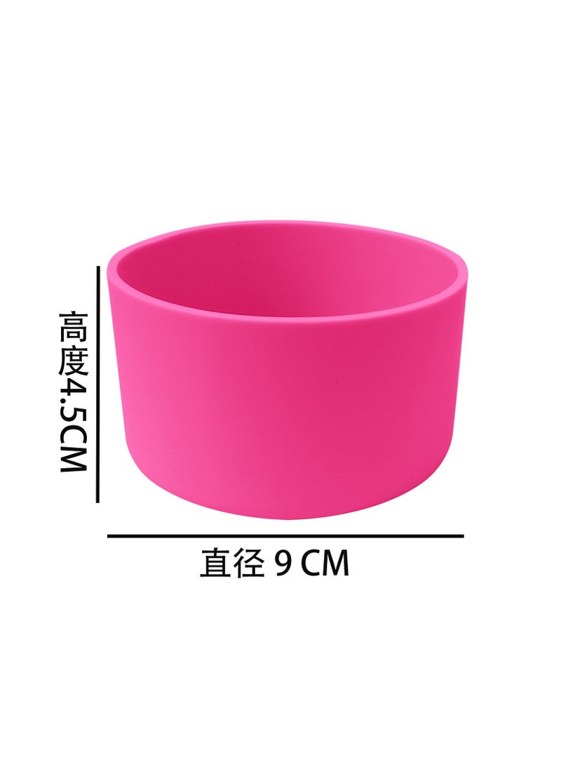 1 x 5 pcs Food-Grade Silicone Cup Sleeve, Non-Slip, Heat-Resistant Base for 32oz-40oz 9cm rose red