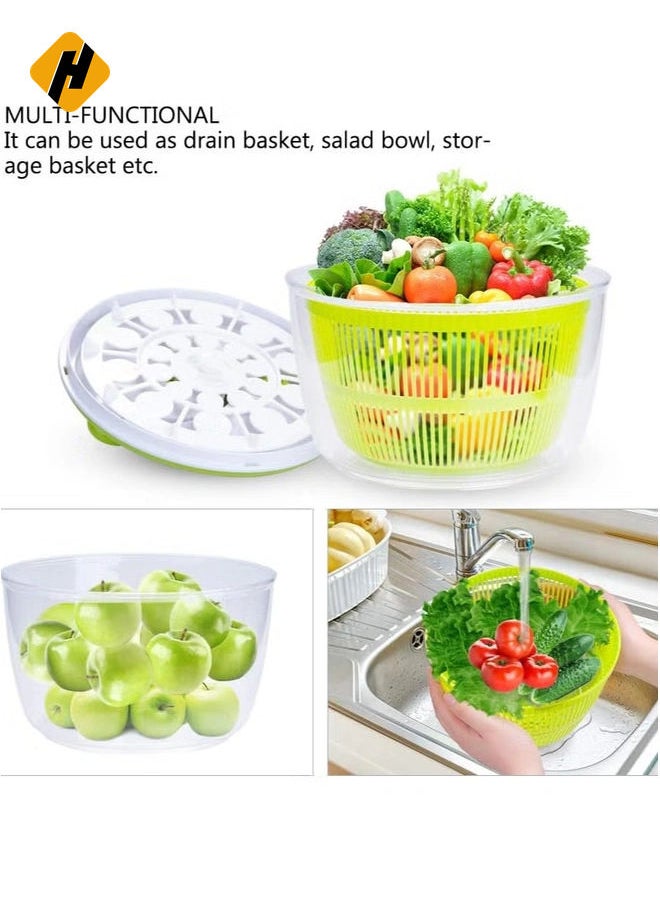 Large Salad Spinner 5QT – BPA-Free Manual Lettuce Dryer & Vegetable Washer with Quick Dry Design, Easy Spin for Tastier Salads, Green