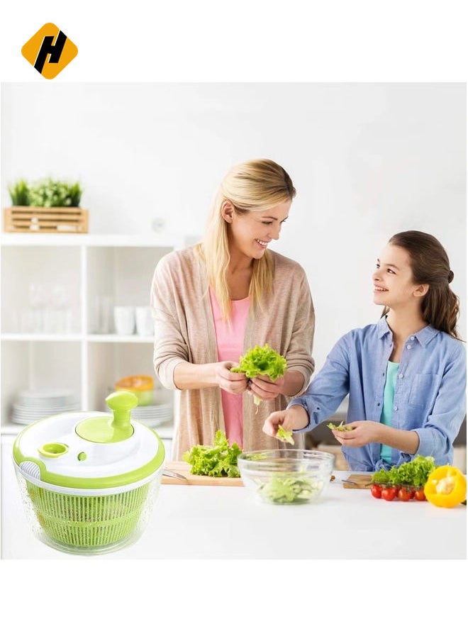 Large Salad Spinner 5QT – BPA-Free Manual Lettuce Dryer & Vegetable Washer with Quick Dry Design, Easy Spin for Tastier Salads, Green