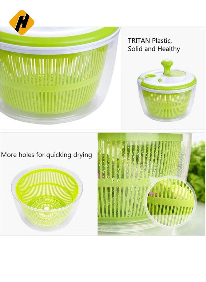Large Salad Spinner 5QT – BPA-Free Manual Lettuce Dryer & Vegetable Washer with Quick Dry Design, Easy Spin for Tastier Salads, Green