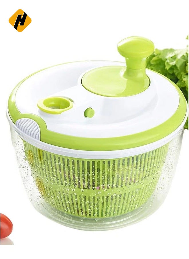 Large Salad Spinner 5QT – BPA-Free Manual Lettuce Dryer & Vegetable Washer with Quick Dry Design, Easy Spin for Tastier Salads, Green