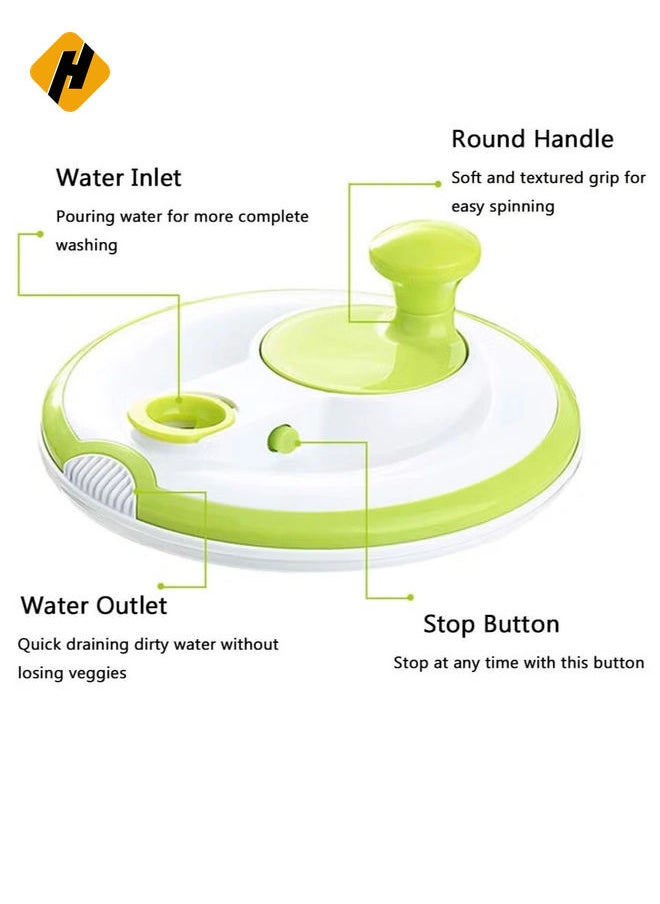 Large Salad Spinner 5QT – BPA-Free Manual Lettuce Dryer & Vegetable Washer with Quick Dry Design, Easy Spin for Tastier Salads, Green