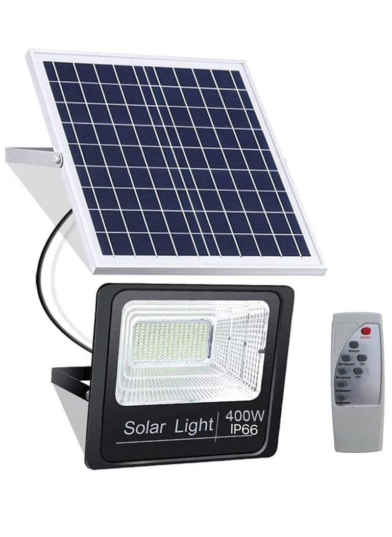 Solar Flood Light 400W IP65 with Remote Control – Super Bright, Waterproof Outdoor Security Light Warm White