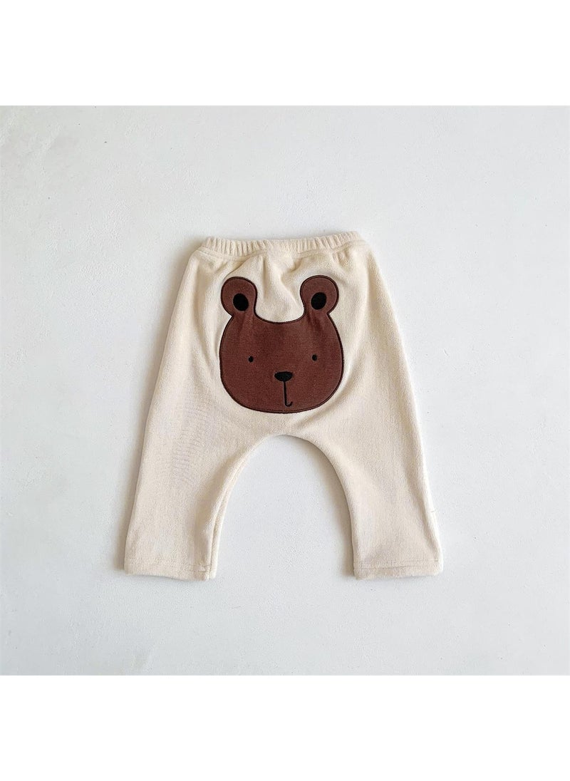 1 x 5 pcs Infant Double-Side Velvet Warm Pants Beige