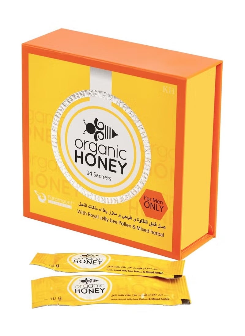 Organic Honey with Natural R-Jelly Bee Pollen & 100% Pure Mixed Herbals (Pack of 24 Sachet)