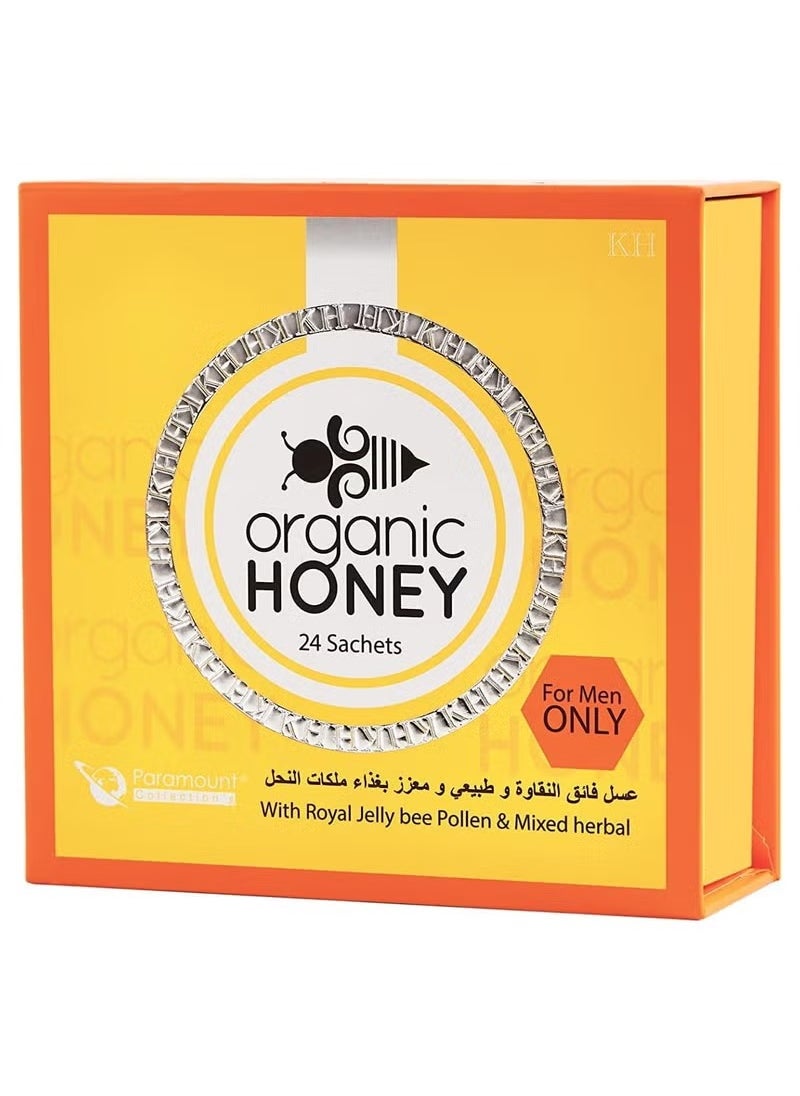 Organic Honey with Natural R-Jelly Bee Pollen & 100% Pure Mixed Herbals (Pack of 24 Sachet)