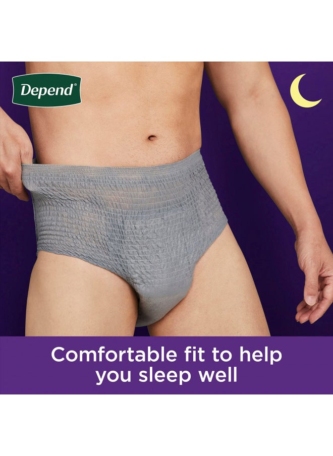 Depend Night Defense Adult Incontinence Underwear for Men, Disposable, Overnight, Large, Grey, 14 Count, Packaging May Vary