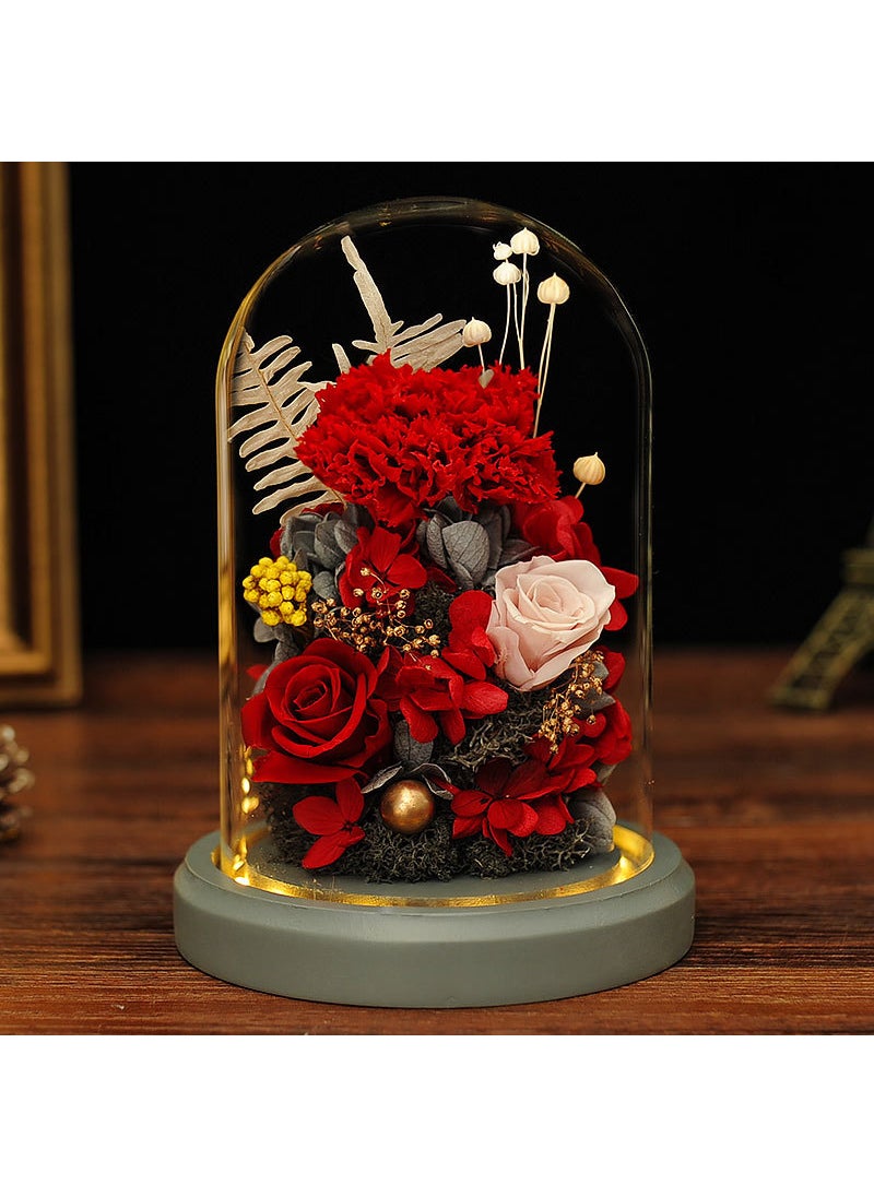 Christmas Preserved Carnation Glass Dome Gift Safe and Healthy