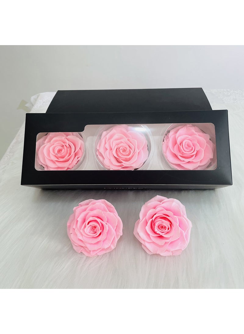 Preserved Rose Heads A-Grade 3-Pack 7-8cm Bright pink