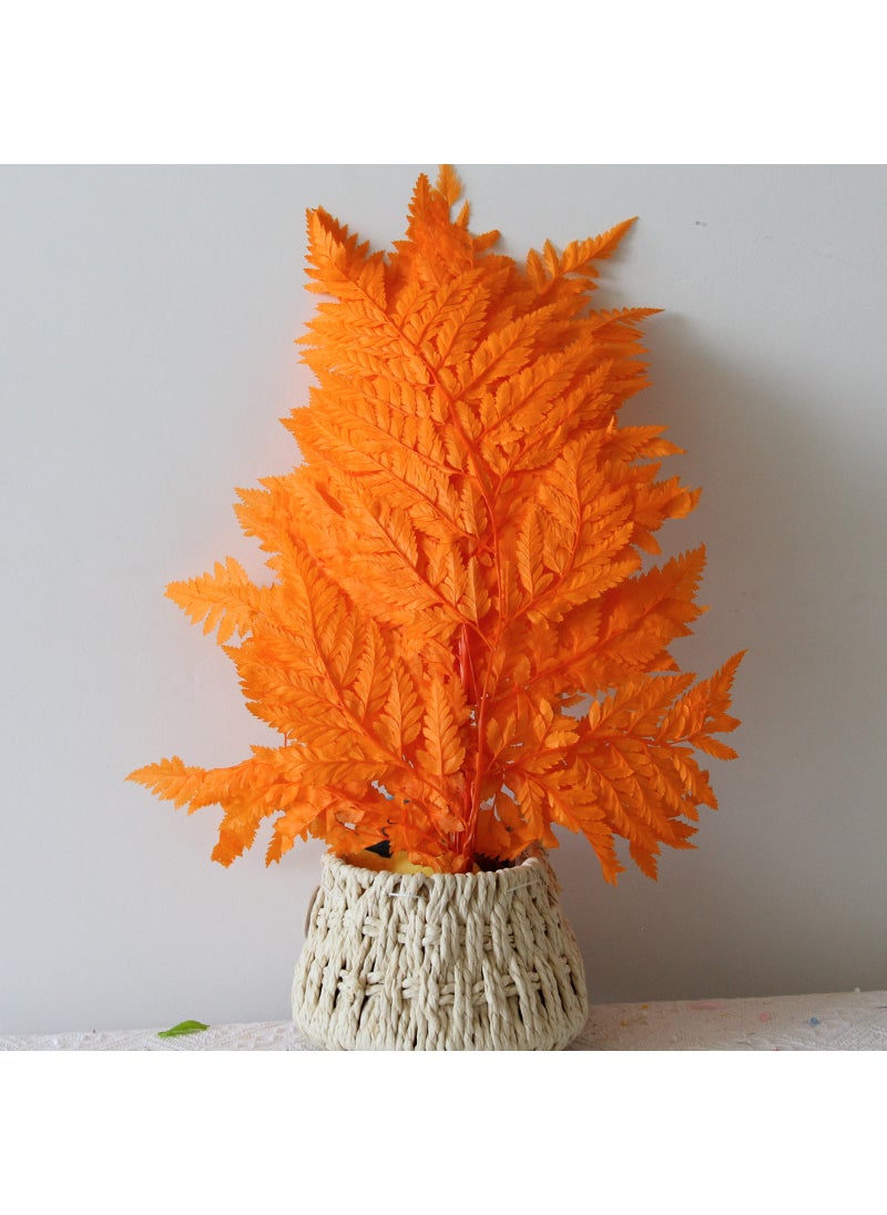 1 x 5 pcs Preserved Fern Leaves for DIY Scented Candle Floral Decor Orange [10 sticks/bunch]]