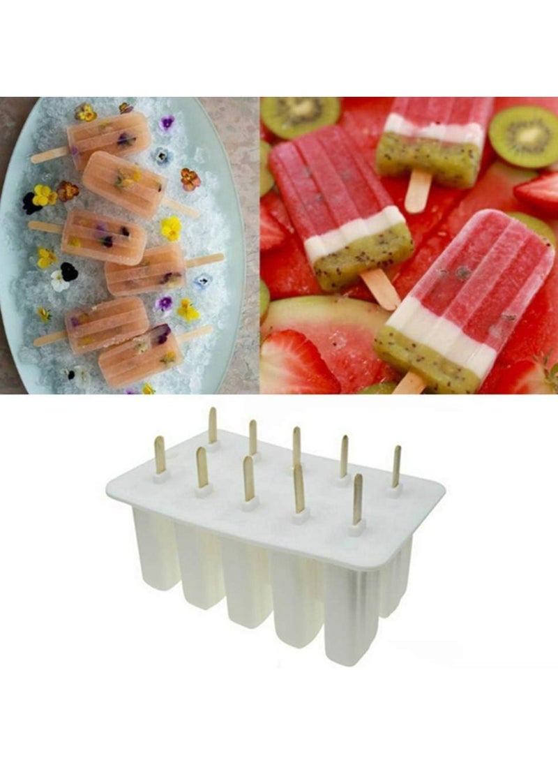 Ice Cream Popsicle Maker Mold Mould Food Grade Organosilicon Easy Demould, 14.6 * 12.2 * 10.5 (CM), White