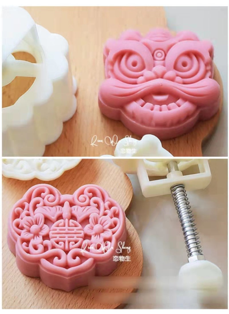 Sturdy 3D Lucky Cat Mooncake Mold 75g/150g 150g Lion Ruyi Lion Dance + Ruyi