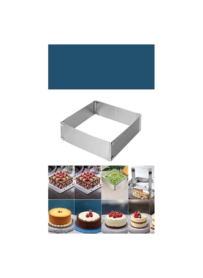 Adjustable Stainless Steel Cake Ring Mould Set for Baking & Cooking - Round and Rectangular, 6-12 inch Sizes - Leak-Proof Design - Ideal for Crumpets, Eggs, Pastry, Mousse & Desserts