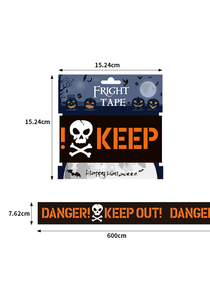 1 x 5 pcs Halloween Skull Caution Tape Decor 6 m-orange black (new)