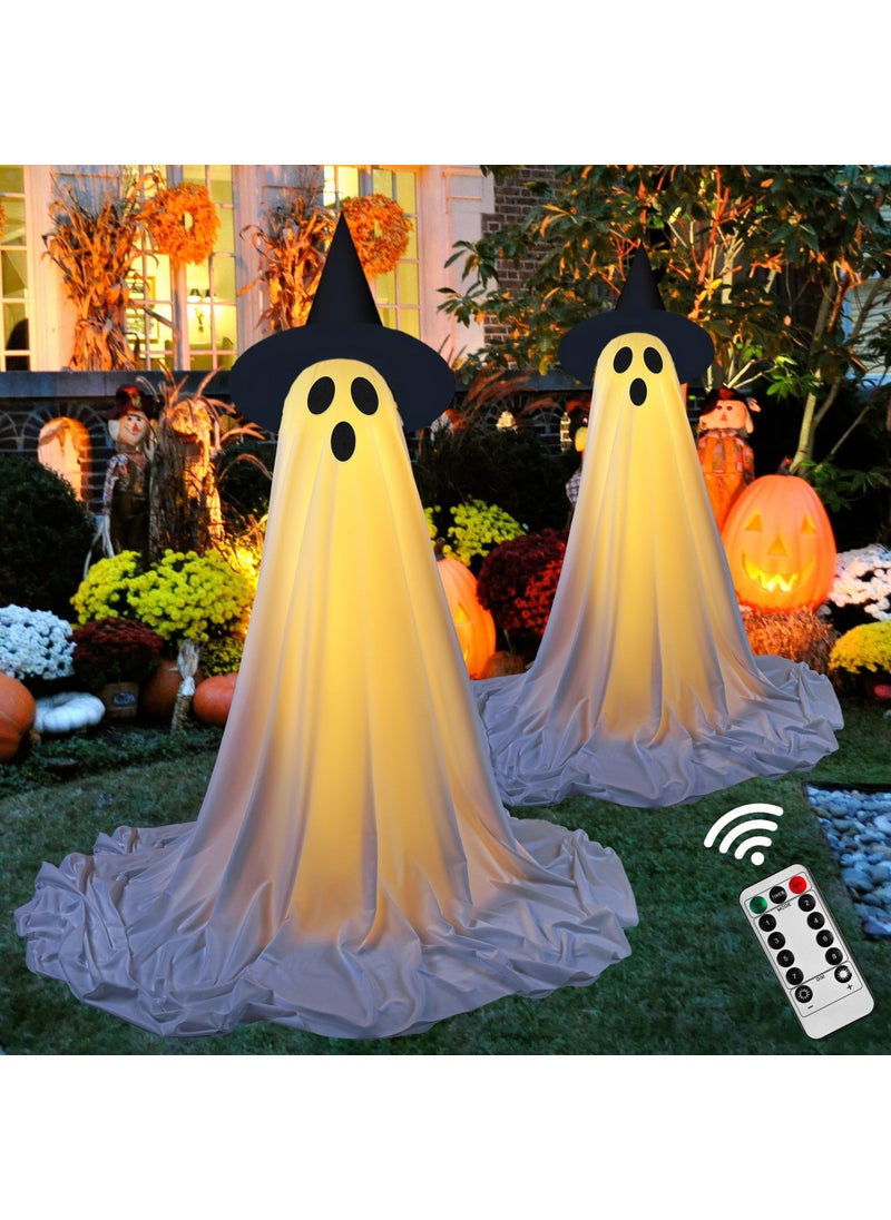 Hooded LED Illuminated Ghost Halloween Decor Remote control model with hat (battery box)