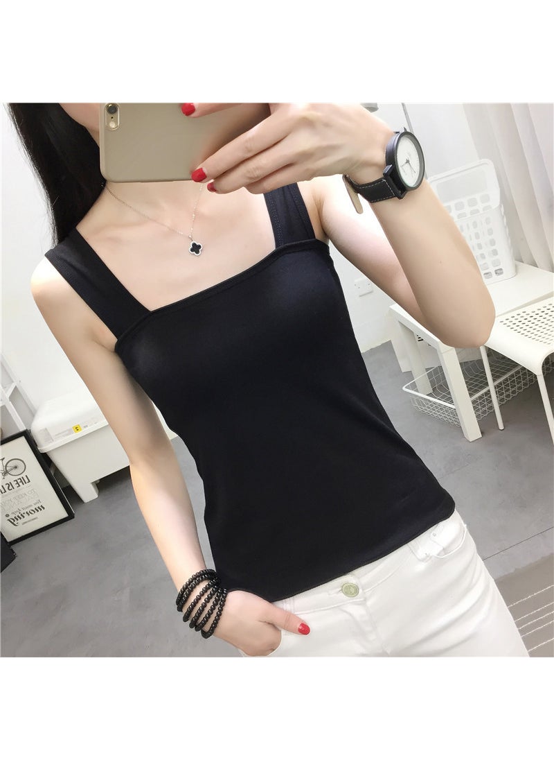 1 x 5 pcs 2024 Summer New Womens Casual Tank Top Black