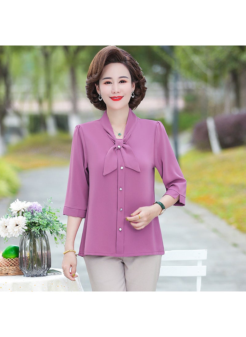 Fashionable Spring Summer Mothers Blouse Leather pink