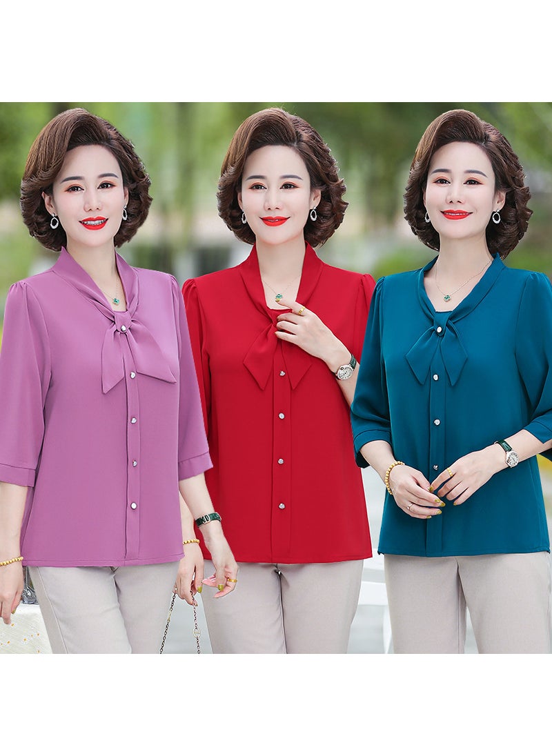 Fashionable Spring Summer Mothers Blouse Red