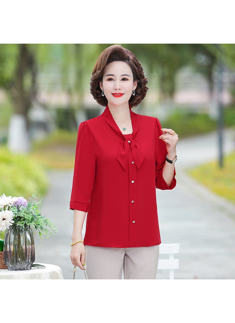 Fashionable Spring Summer Mothers Blouse Red