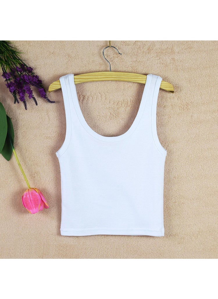 Womens Crop Top U-Neck Sports Tank White