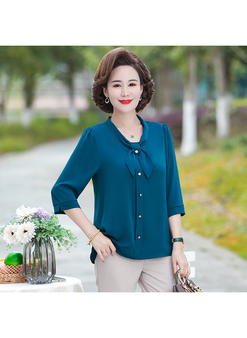 Fashionable Spring Summer Mothers Blouse Royal Blue