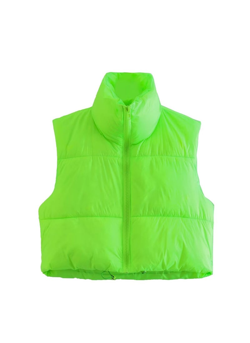 1 x 5 pcs 2022 Fall Womens Vest Sleeveless Fashion Fluorescent Green