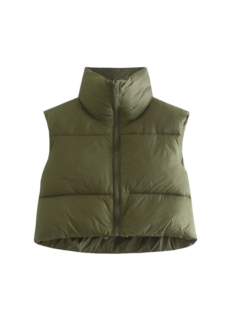 1 x 5 pcs 2022 Fall Womens Vest Sleeveless Fashion Army Green