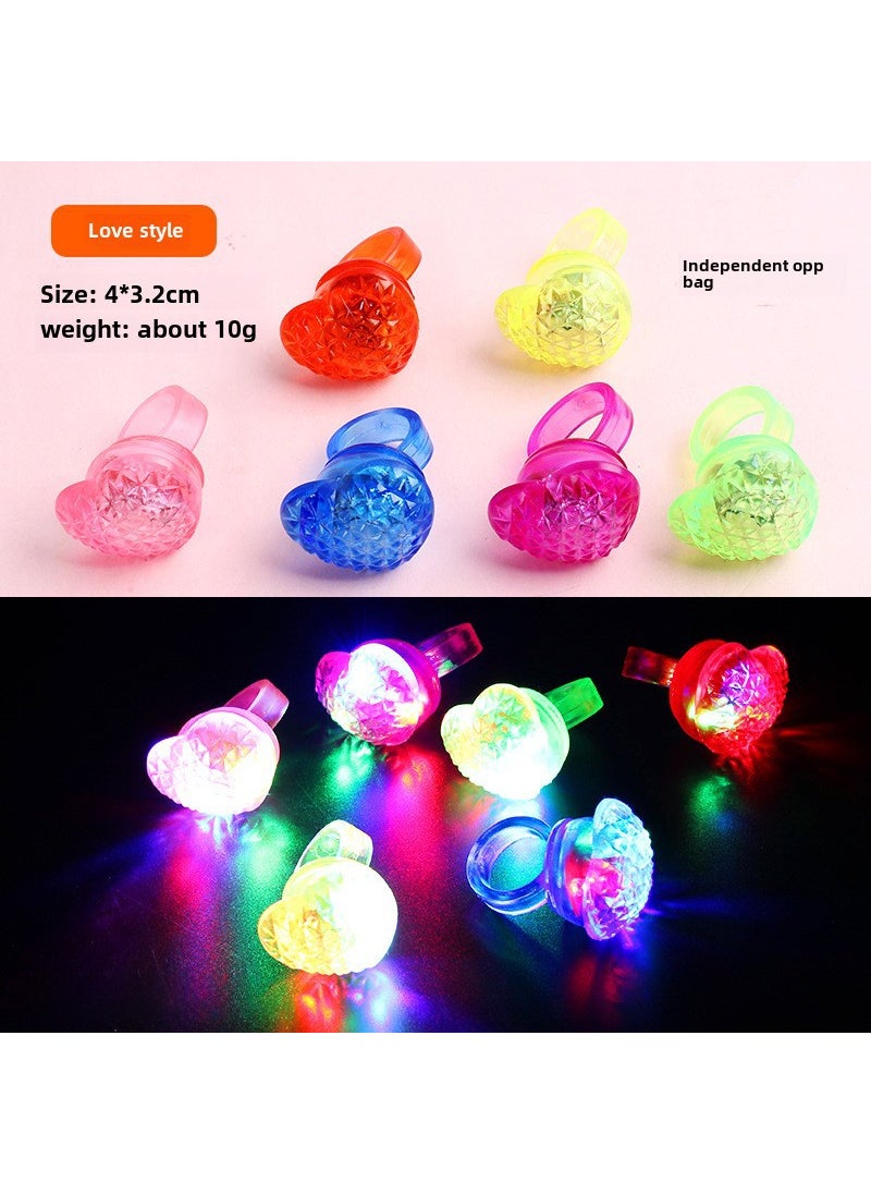 1 x 5 pcs Glowing Strawberry Crown LED Ring Light-Up Toy Love Style