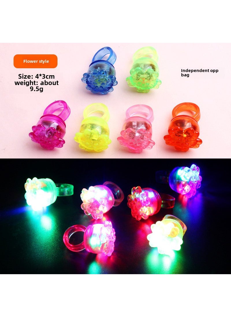 1 x 5 pcs Glowing Strawberry Crown LED Ring Light-Up Toy Flower style