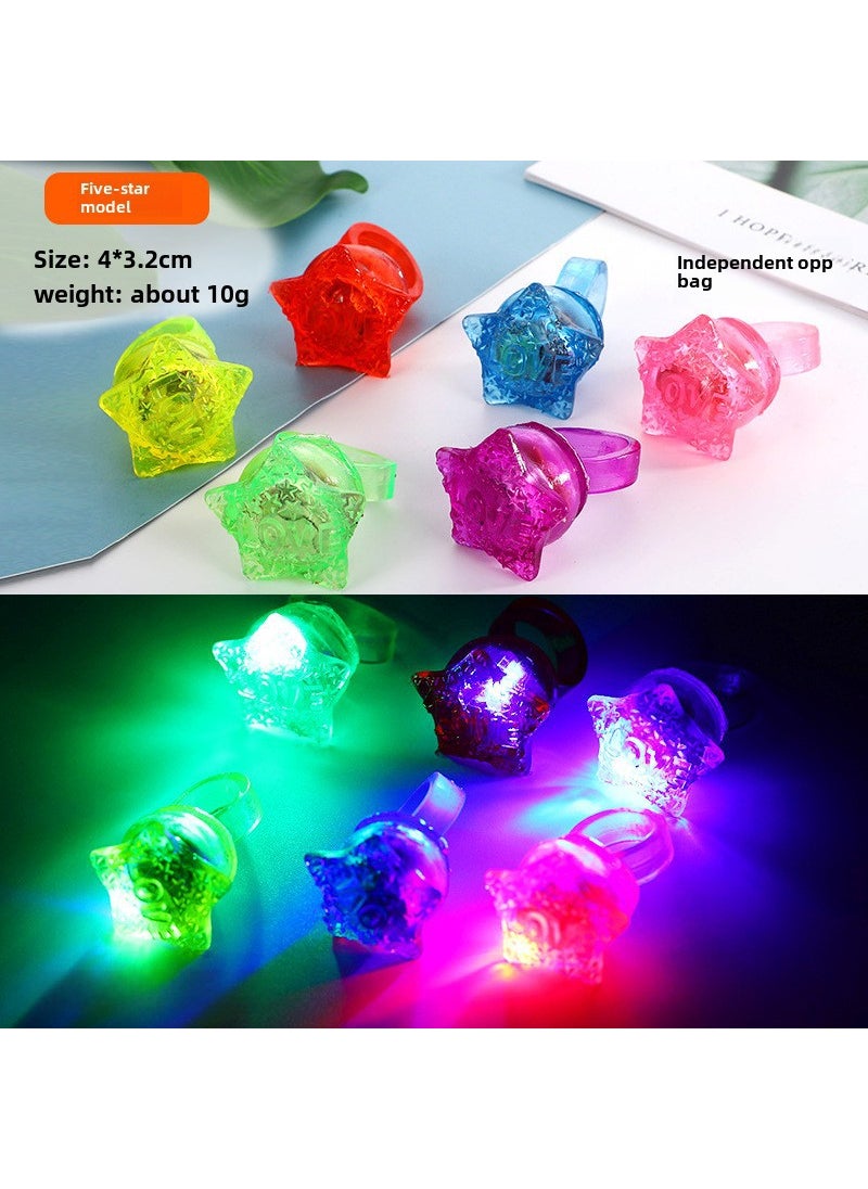 1 x 5 pcs Glowing Strawberry Crown LED Ring Light-Up Toy Five-star style