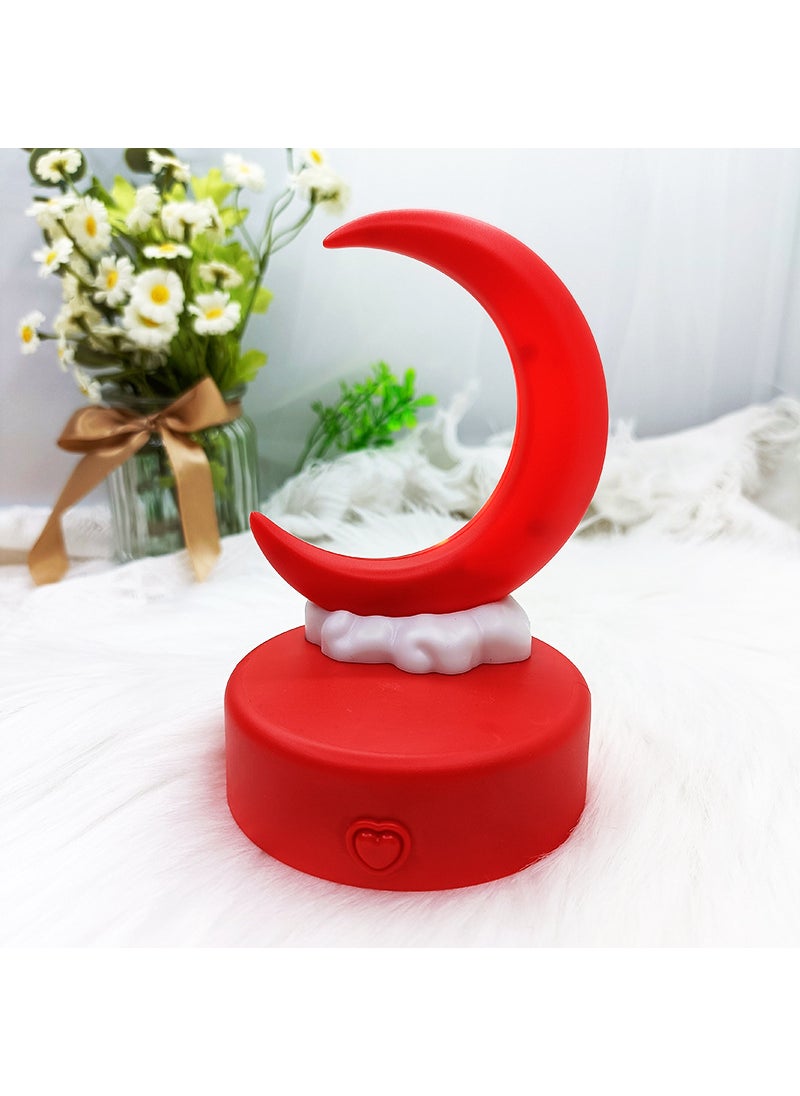 1 x 5 pcs Creative Romantic Crescent Moonlight Lamp Red