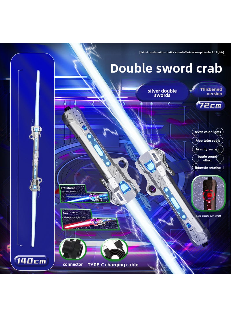 Kids 2-in-1 Glowing Extendable Lightsaber Toy Silver [2 can fit]]