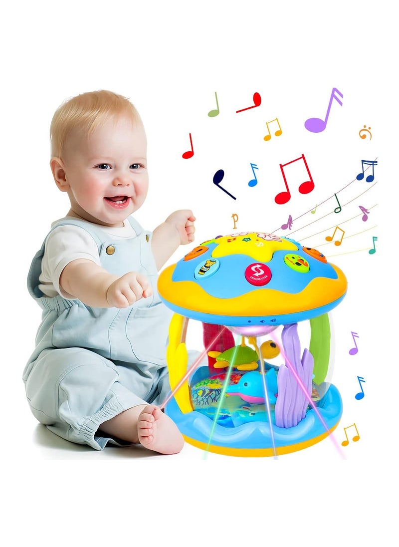 Baby Toys 6 to 12 Months - Musical Learning Infant Toys 1+ Age Babies Ocean Rotating Light Up Toys for Toddlers 1+ Age Boys Girls Baby Gifts Blue