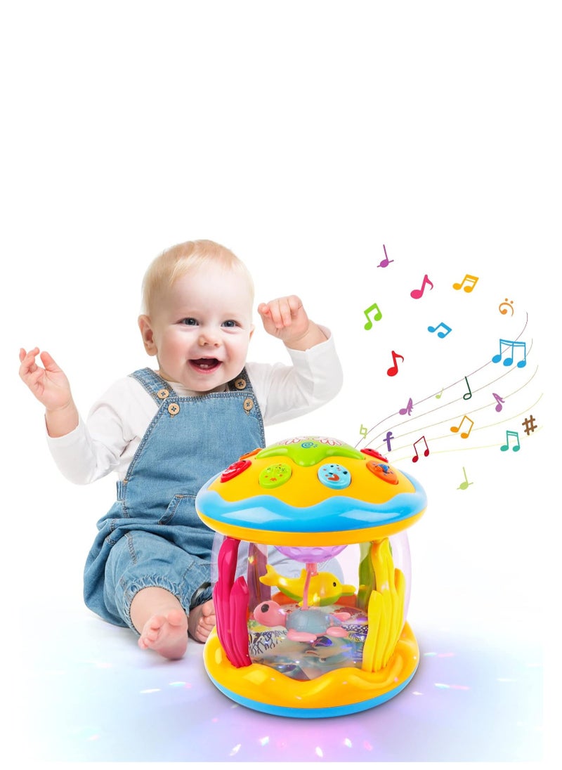 Baby Toys 6 to 12 Months - Musical Learning Infant Toys 1+ Age Babies Ocean Rotating Light Up Toys for Toddlers 1+ Age Boys Girls Baby Gifts Yellow