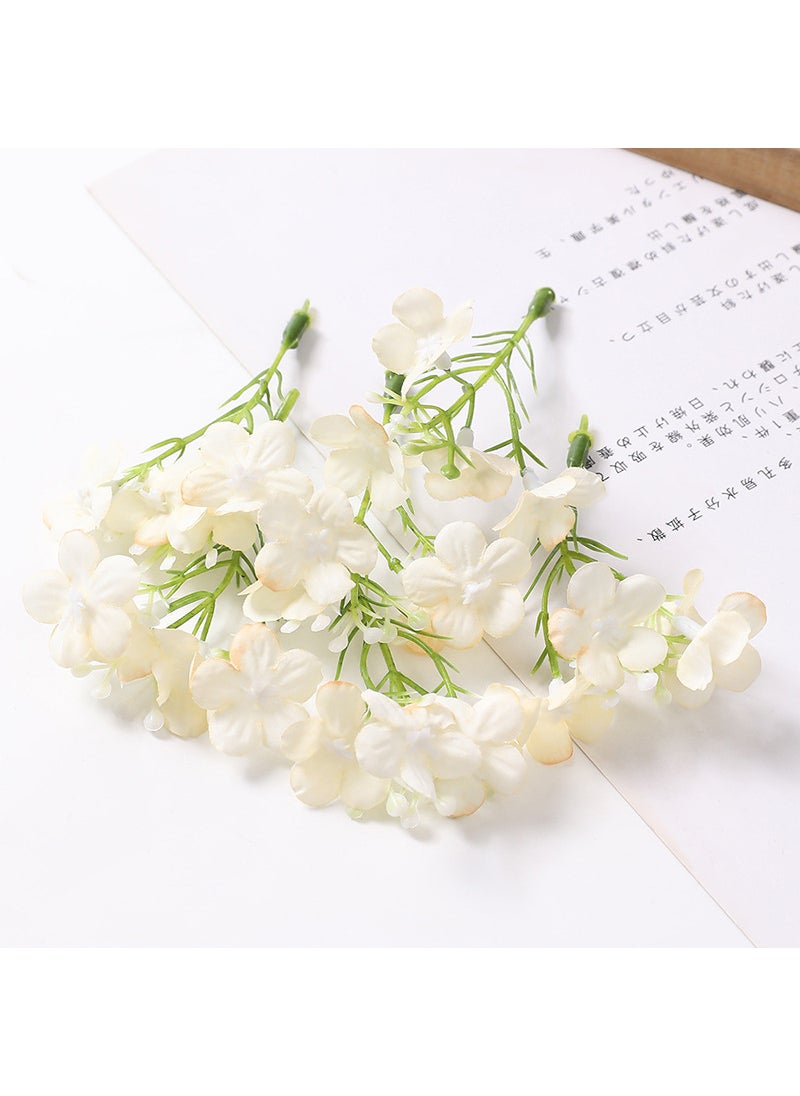 1 x 5 pcs Artificial Hydrangea DIY Crafting Bridal Light yellow