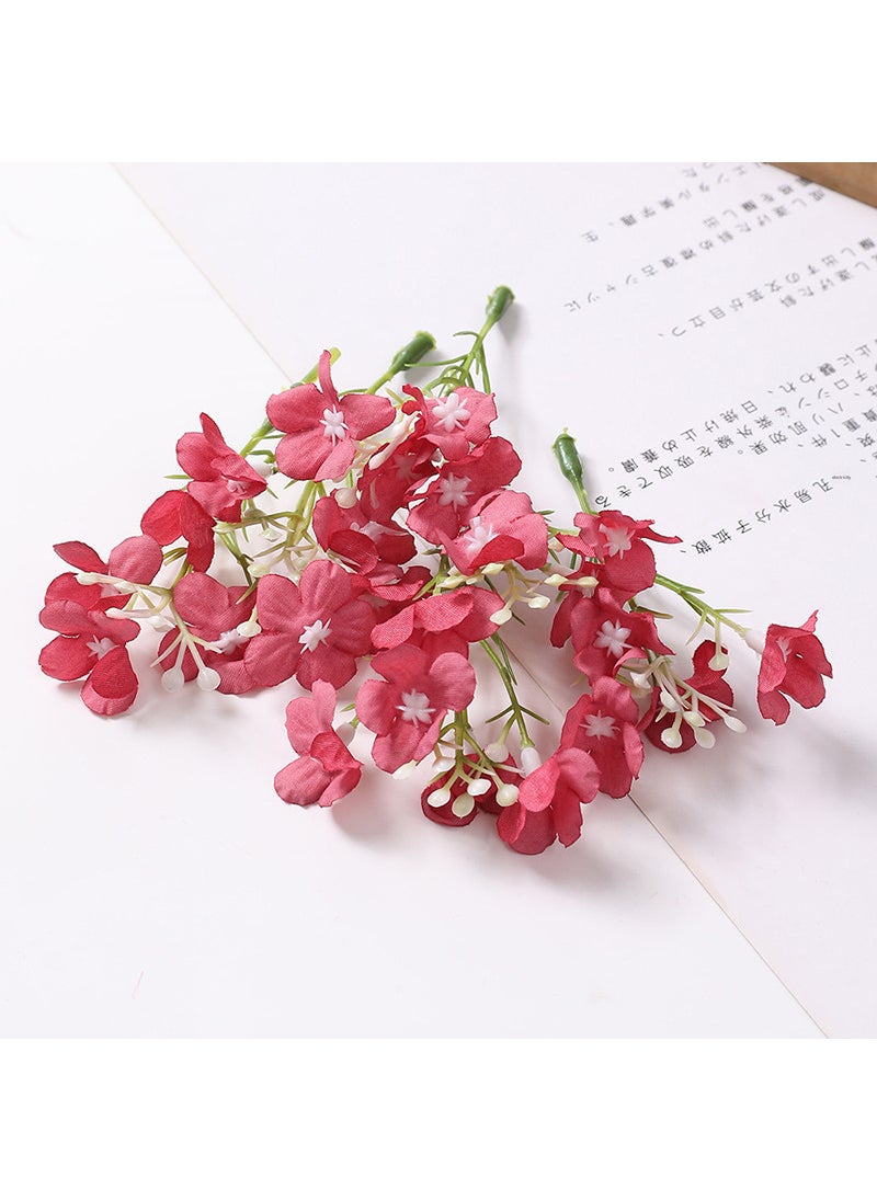 1 x 5 pcs Artificial Hydrangea DIY Crafting Bridal Red