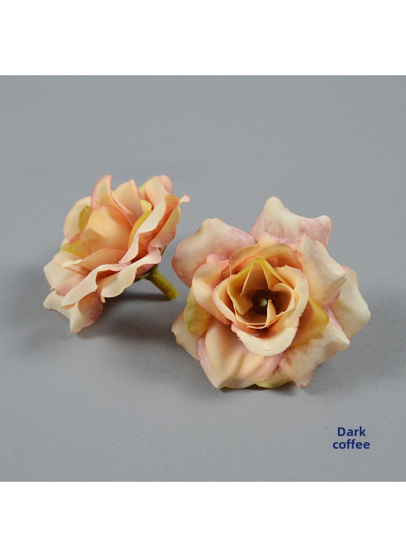 1 x 5 pcs Miniature Artificial Rosebuds for DIY Crafts Deep coffee