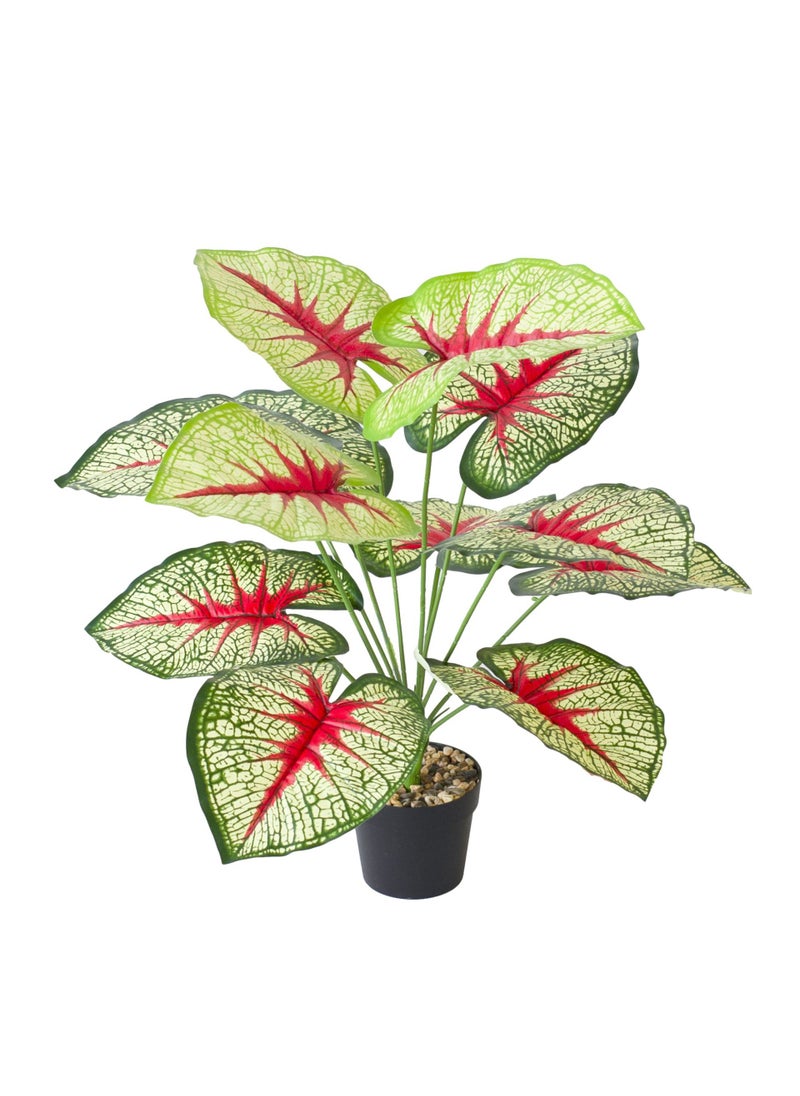 1 x 5 pcs Artificial Plant Bonsai Nordic Style Home Decor 12-head color taro leaf red (without basin)