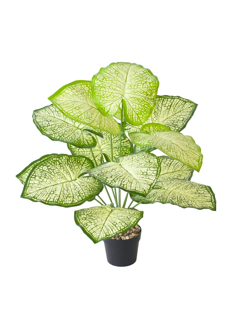 1 x 5 pcs Artificial Plant Bonsai Nordic Style Home Decor 12 head color taro leaf green (without basin)